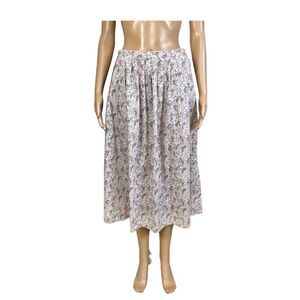 Vintage 80’s Nell Flowers Ditsy Cottagecore Flowers Pleated Midi Cotton Skirt 6